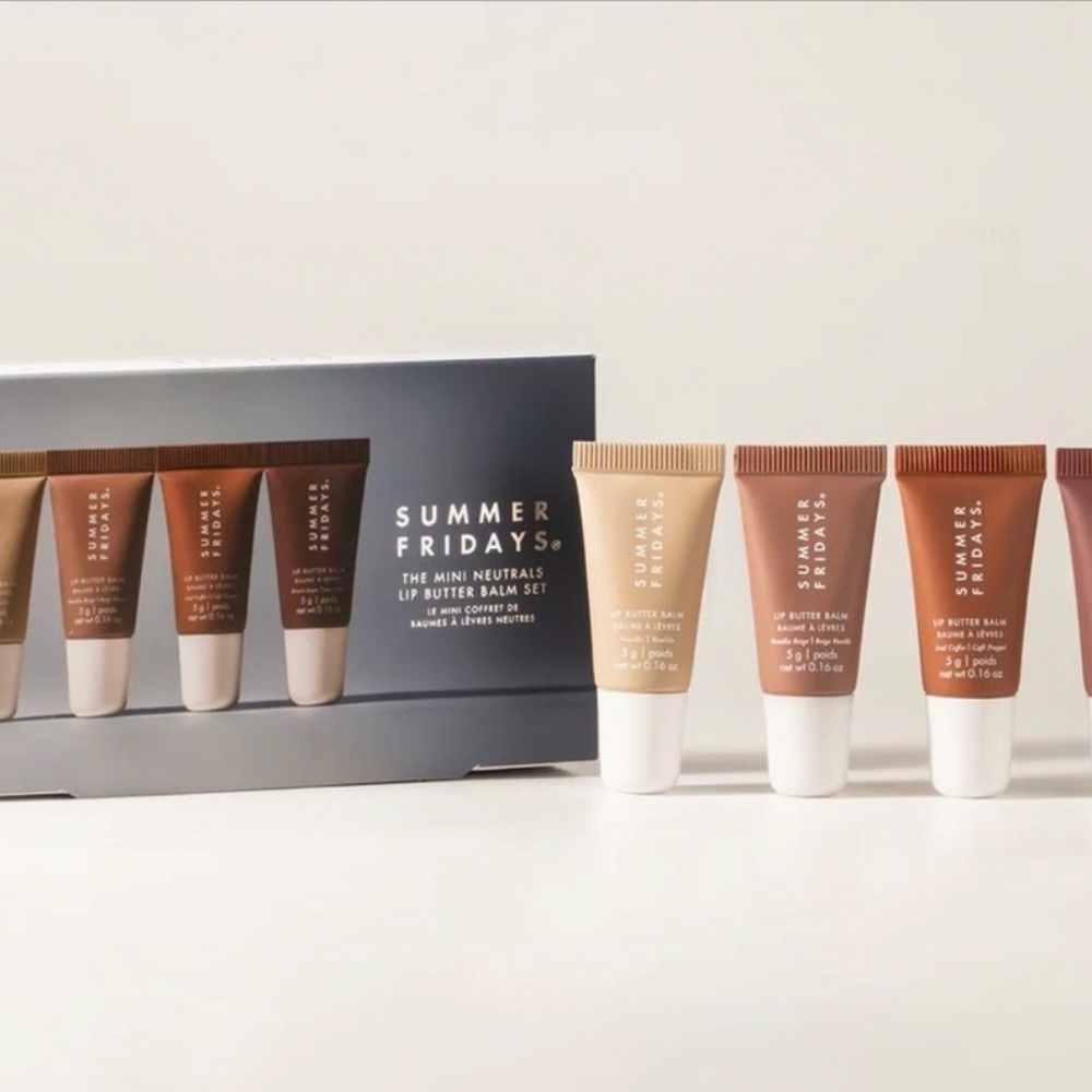 4 pc Summer Fridays Mini Neutrals Lip Butter Balm Set Holiday 2024 Lip Gloss Kit